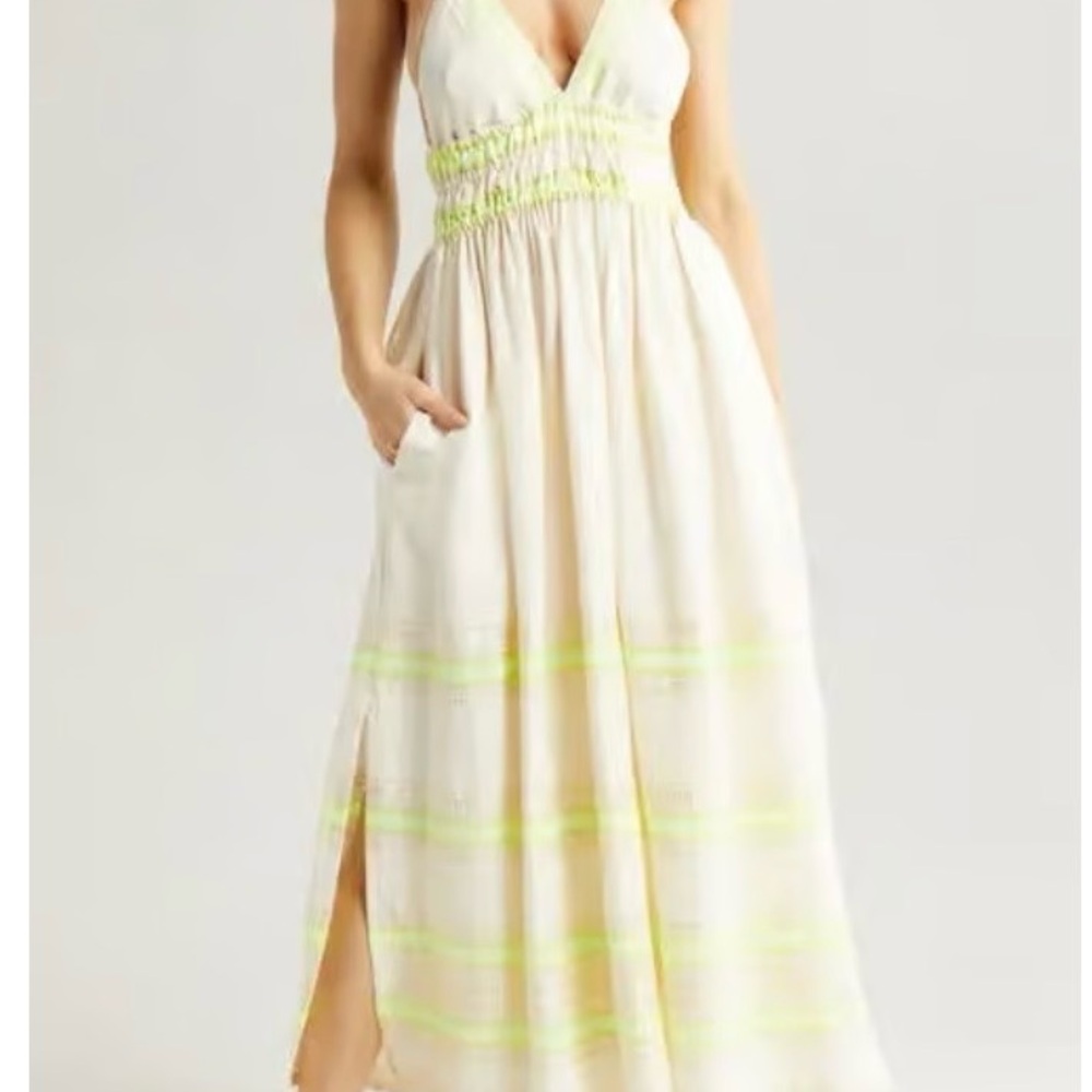 LEMLEM Gete hand spun woven halter maxi sun/cover Dress in lomi keylime - Picture 8 of 16
